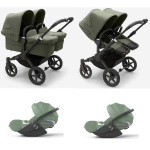 Bugaboo Donkey 5 Trio Gemellare Forest Green e Cloud T Plus I-Size
