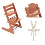 Stokke Seggiolone Tripp Trapp Terracotta con Baby Set e Cinture